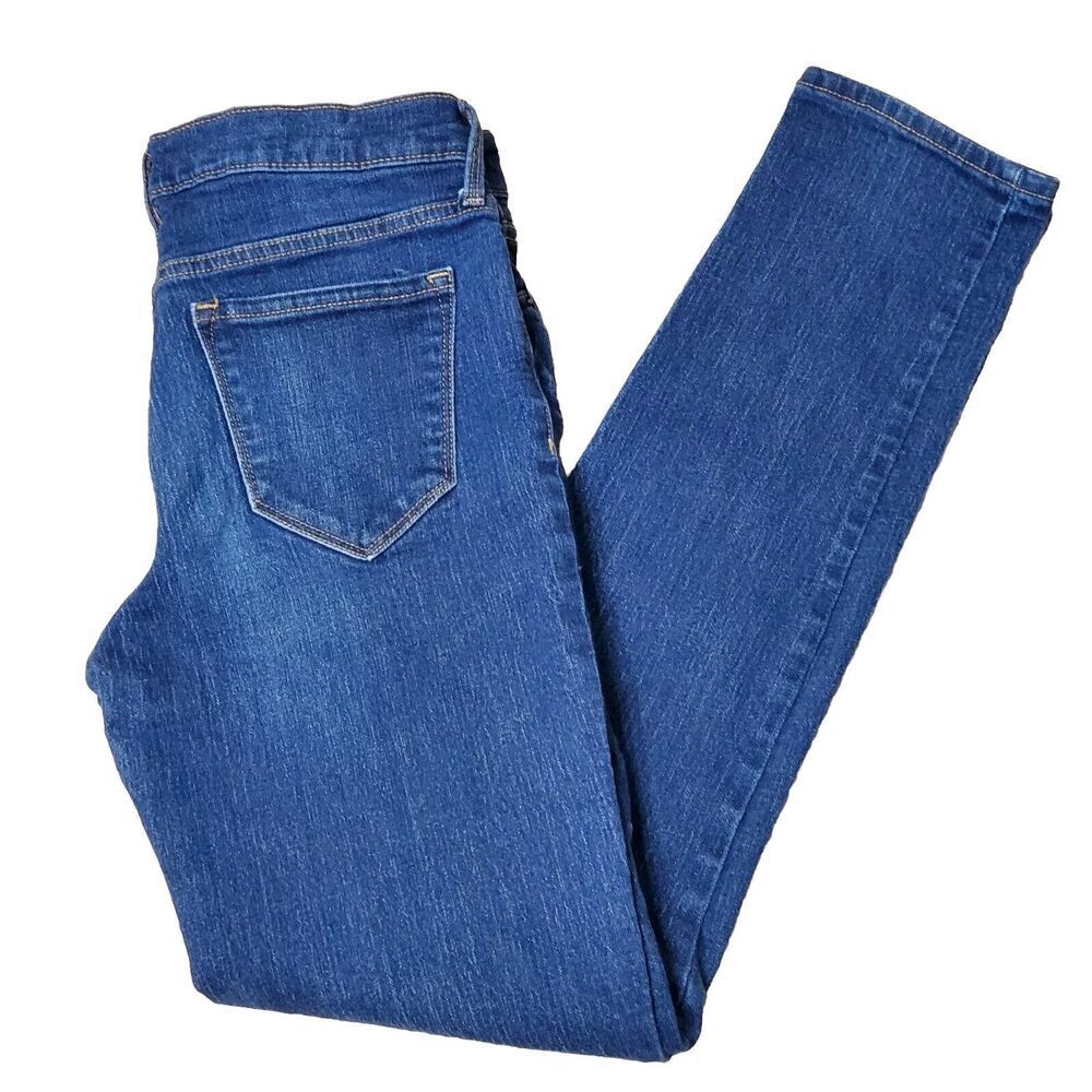 Old Navy Womens Sz 8 Long Original Mid-rise Denim Blue Jeans Straight Skinny